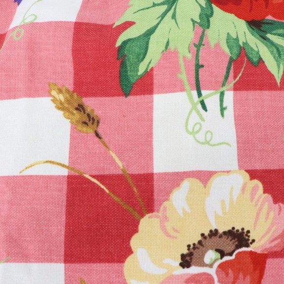 SOLD - Vintage Mica Red Gingham Floral Strapless Mini Dress Cotton/Linen/Silk - Picture 14 of 15